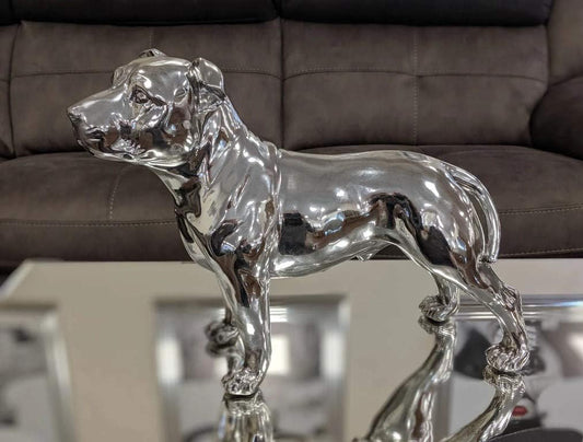 Chrome Staffy Dog Sculpture